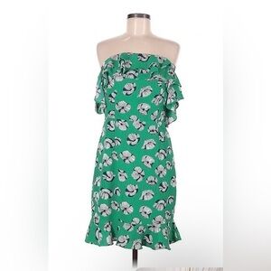 Vera & Lucy Medium strapless green floral dress EUC